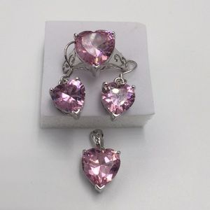 Stamped925(sterling silver)3 PCS PINK KUNZITE RING